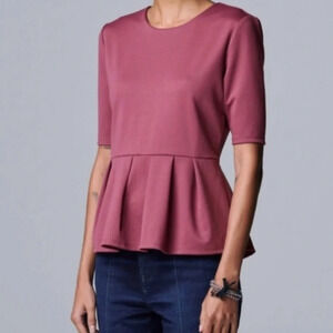 NWOT Vera Wang Peplum Top, zip back, elbow length sleeves, XXL